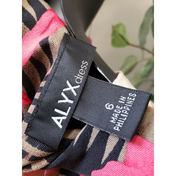 Alyx Dress Women 6 Black Floral Tropical Sleeveless Sheath Fitted Stretchy - Picture 5 of 8